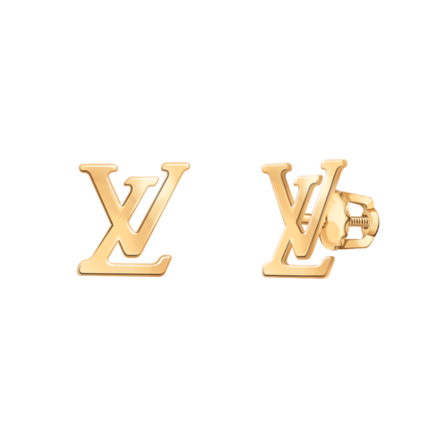 21254 - Серьги-гвоздики в форме лого LV из золота 585 пробы