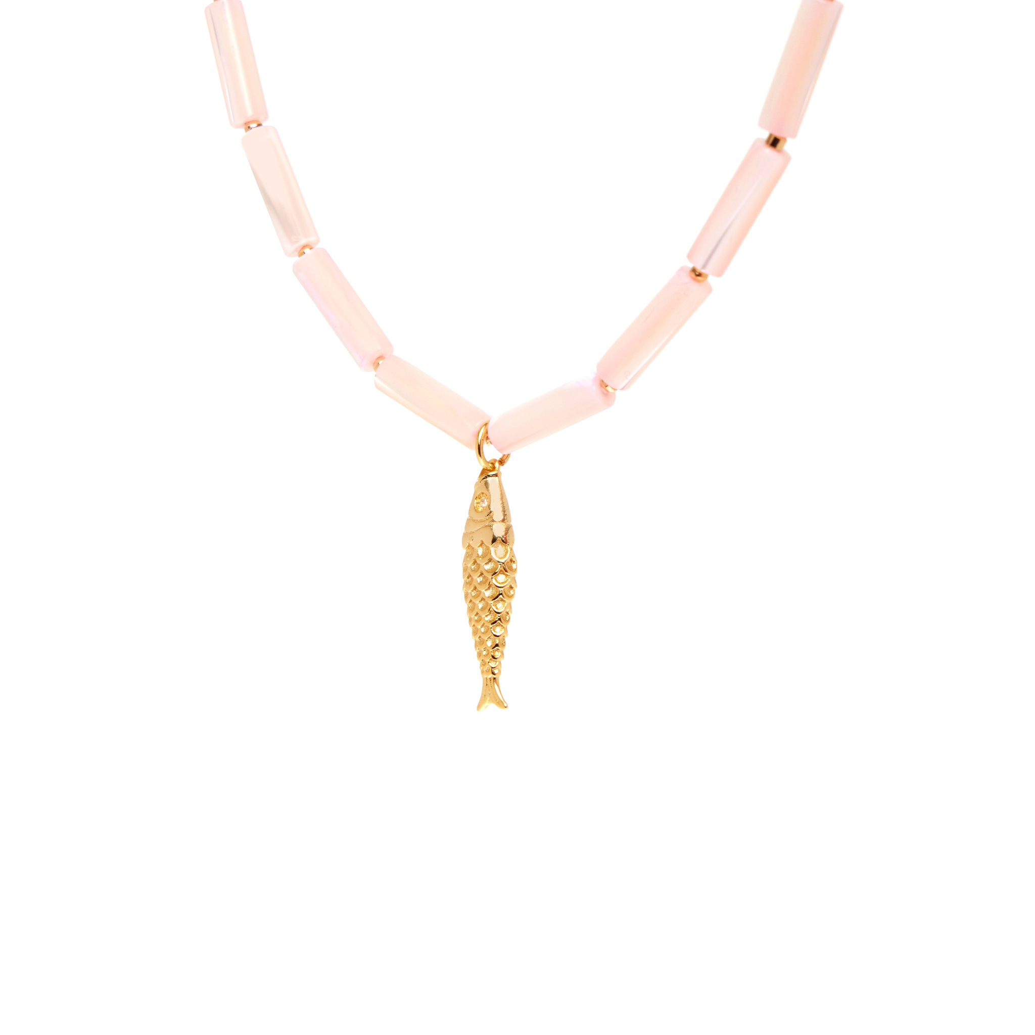 цена HOLLY JUNE Колье Gold Fish Tube Necklace - Pink