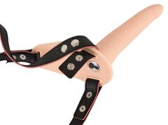 Телесный поясной страпон с вибрацией Vibrating Strap-On - 15,7 см. - 