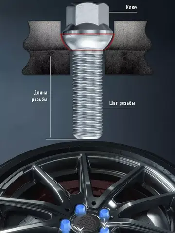 Болт колеса М14x1.5 длина 36мм ключ 19мм сфера R14 дакромет