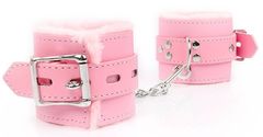 Розовые мягкие наручники на регулируемых ремешках - 