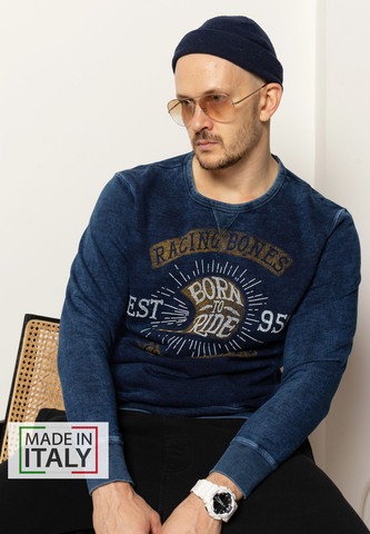 Свитшот Bowery NYC "Born To Ride" Indigo Old Blue