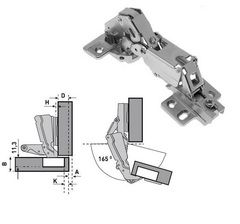 Петля мебельная ASTIL AY8214/165 д/угл.дв.неразб. со съём накл.165град./100