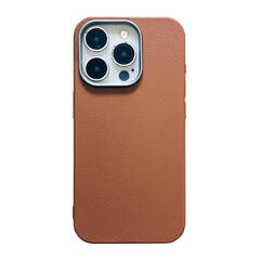 Чехол пластиковый для iPhone 16 Pro Светло-коричневый, имитация кожи