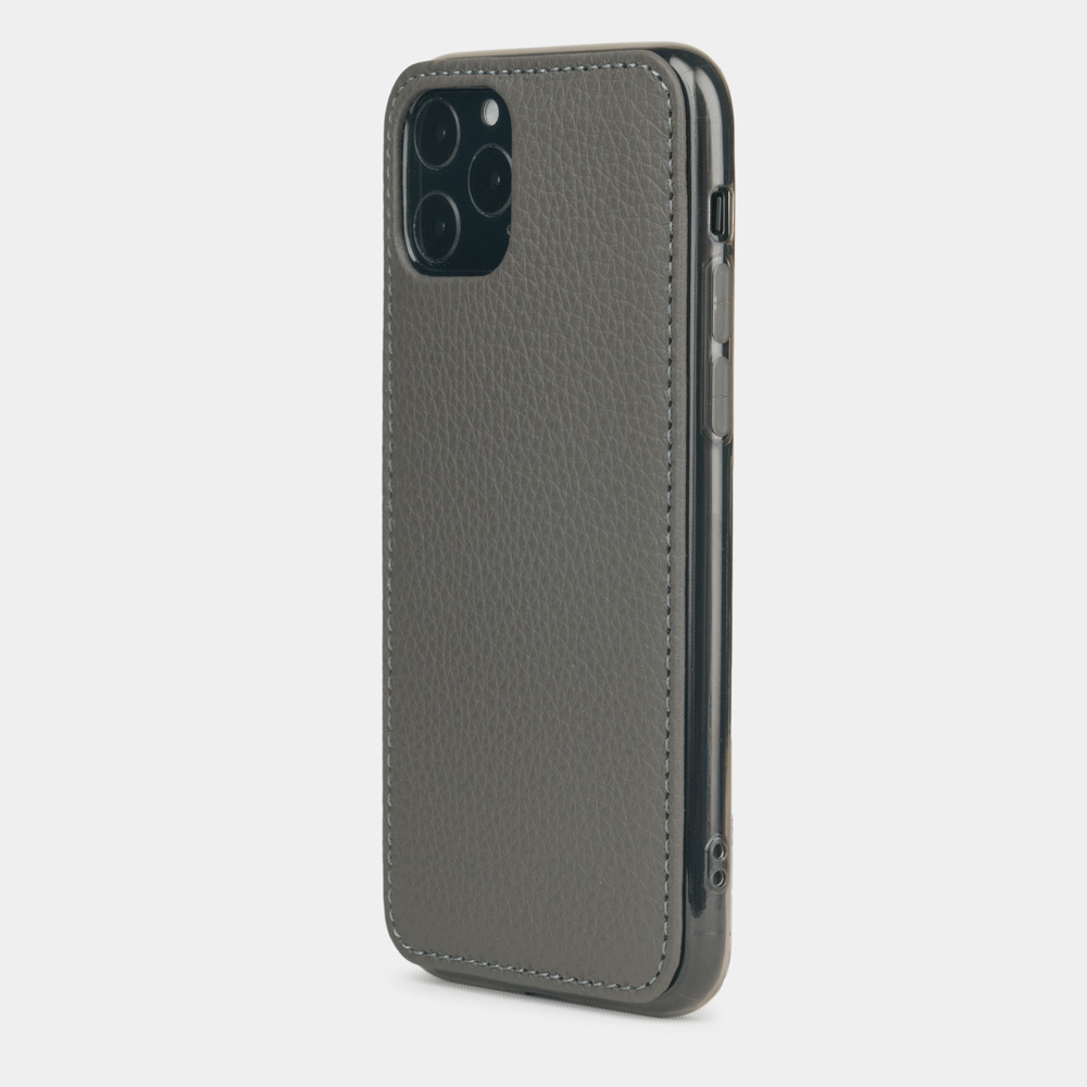 Чехол-накладка для iPhone 11 Pro из натуральной кожи теленка, серого цвета