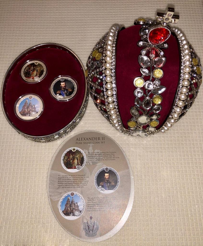 Набор монет 2 доллара, 2012 год. Царская семья Романовых Александр II, серебро о. Фиджи