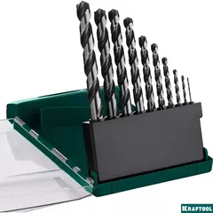 KRAFTOOL HSS-G, 10 шт, (1-10 мм), сталь P6M5, набор сверл по металлу (29651-H10)