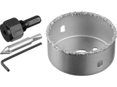 ЗУБР 64 мм, L 25 мм, карбид вольфрама, коронка-чашка с державкой и сверлом, Профессионал (33360-064)