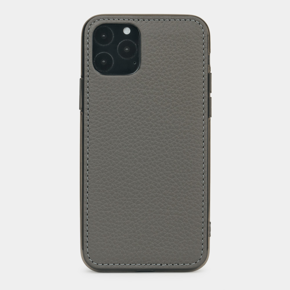 Чехол-накладка для iPhone 11 Pro из натуральной кожи теленка, серого цвета