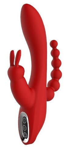 Красный вибромассажер-кролик с анальным стимулятором HERA - 21 см. - Dream Toys Red Revolution 21626