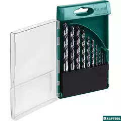 KRAFTOOL HSS-G, 10 шт, (1-10 мм), сталь P6M5, набор сверл по металлу (29651-H10)