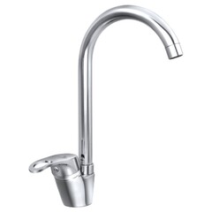 Смеситель СЛАВЕН СЛ-ОД-Б22 серия Дача для мойки, однорычажный, картридж 35мм, цанга/гайка, гибкая подводка 50мм, высокий излив