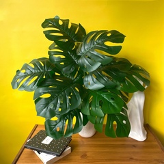 Монстера искусственная, куст 12 веток, евро пластик, зеленая, как живая, 50-58 см