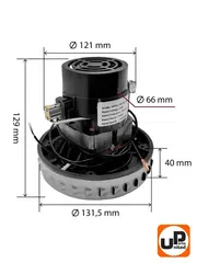 Двигатель электрический UNITED PARTS для пылесоса d131.5мм, высота 129мм, 1600Вт, 27000 об/мин (90-1397)