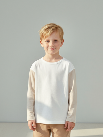 Лонгслив детский MIX молочный/бежевый