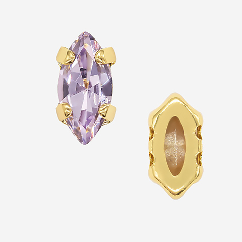 Кристалл Маркиз (Marquise Fancy Stone) в цапах, оттенок "Светло-аметистовый"/"Light Amethyst", 8*4мм, позолота