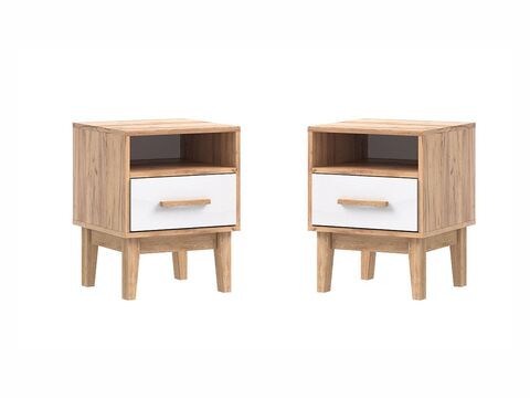 Кельн Тумбы прикроватные (2шт) (Белый Глянец, Дуб Крафт)