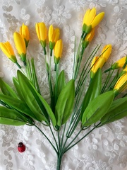 Крокусы-подснежники искусственные, Темно-желтые, набор 3 букета, 33 см, больше 60 бутонов в наборе