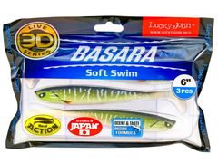 Виброхвост LUCKY JOHN Basara Soft Swim 3D, 6.0in (152 мм), цвет PG11, 3 шт.