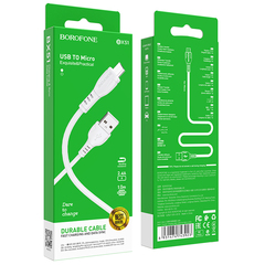 USB - Кабель USB - микро USB Borofone BX51 Triumph, 1.0м, круглый, 2.4A, цвет: белый