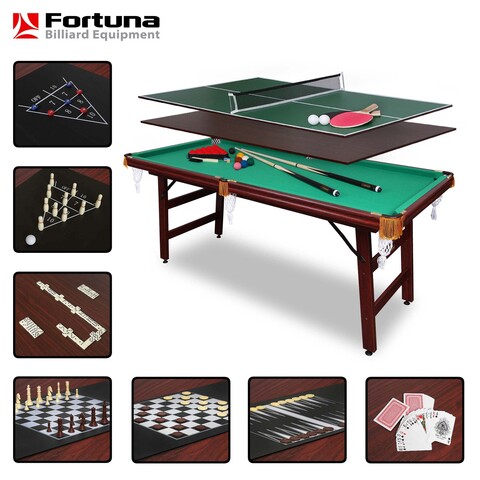 Бильярдный стол Fortuna Снукер 6фт 9 в 1 с комплектом аксессуаров