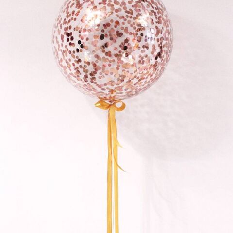 Шар с конфетти 24", розовое золото круг 3см