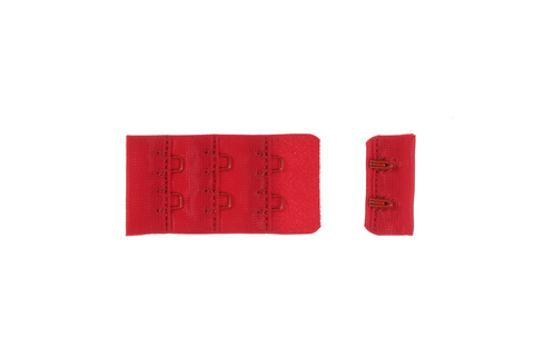 Застежка с крючками красная 2 ряда (цв. 100), 28*55 мм