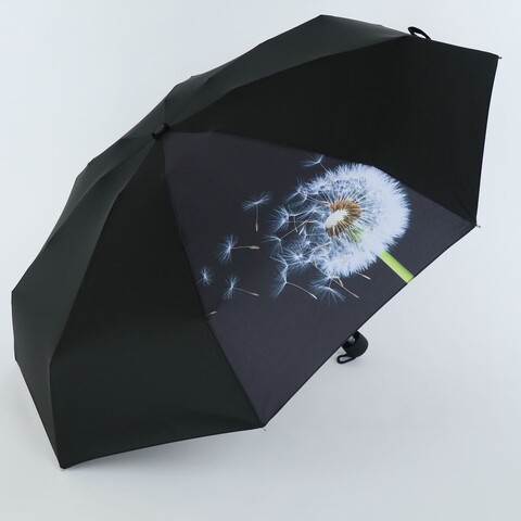Карманный черный мини зонтик NEX с одуванчиком