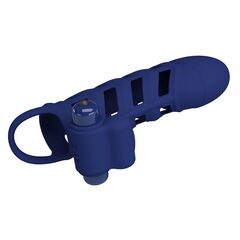 Синяя насадка на пенис Powerful Ring - 18,8 см. - 