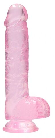 Розовый фаллоимитатор Realrock Crystal Clear 8 inch - 21 см. - Shots Media BV RealRock REA092PNK