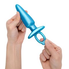 Голубая анальная пробка с кольцом Sleek Tapered Silicone Plug - 15 см. - 