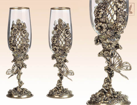 бокал для шампанского Бабочка на цветке