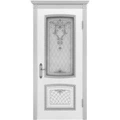 Купить Межкомнатная дверь эмаль Симфония 2 В3 белая с патиной серебро остеклённая