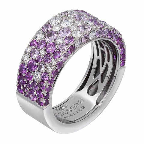 Кольцо c Розовыми Сапфирами и Бриллиантами, R0256-0/41