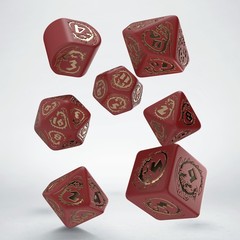 Dragons Modern Dice Set Red & gold (Ruby)
