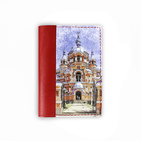 Обложка на паспорт комбинированная "ЖД Иркутск", красная