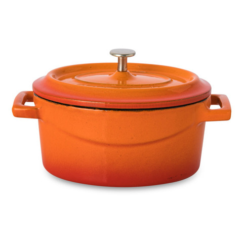 Кокот с крышкой овальный LAVA 9х12см 360мл оранжевый
