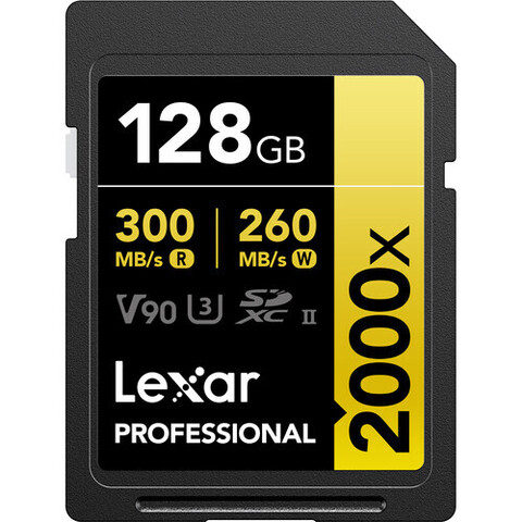 Карта памяти Lexar 128GB Professional 2000x UHS-II SDXC GOLD 300/256 MB/s