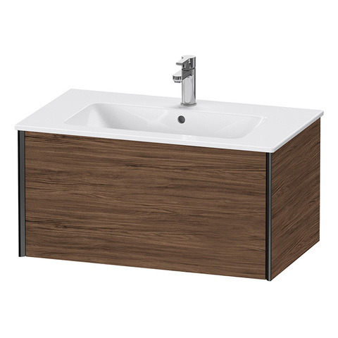 Duravit XViu Тумба подвесная 400x810x480мм, для раковины #233683, 234583, 234683, 1 ящик, цвет: walnut dark/черный матовый XV40260B221