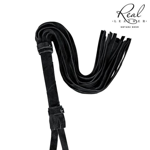 Черная кожаная плеть - 55 см. - Notabu NOTABU REAL LEATHER NTB-80700
