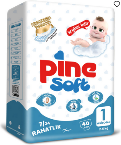 Подгузники PINE SOFT Newborn №1 2-5 кг 40 шт ТУРЦИЯ