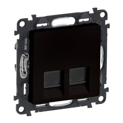 Розетка компьютерная двойная RJ 45 6 STP. Цвет Чёрный матовый. Legrand Valena Life (Легранд Валена Лайф). 756347