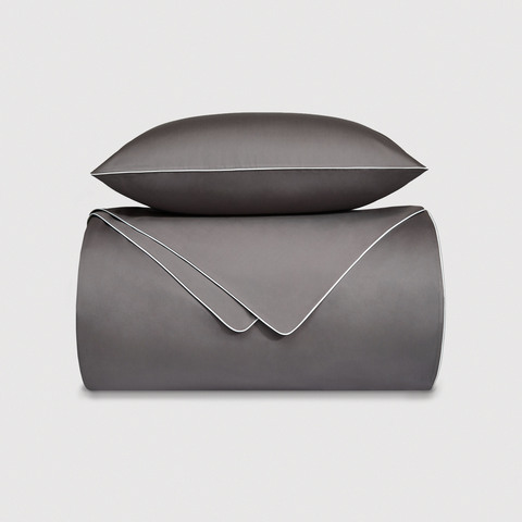 Постельное белье 2 спальное евро макси Сlaire&Caroll Lune темно-серое с белым кантом