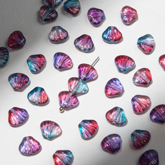 Стеклянная подвеска "Ракушка", 8,7*7,3мм, красно-синяя