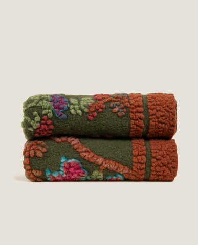 Плед 150x190 Frati Home Paradisiaco Verde зеленый с красным