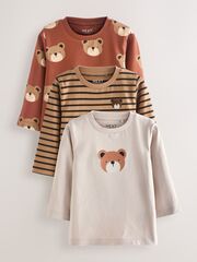 Лонгслив для мальчика Next N71-069, 3 шт., Кирпичный, Бежевый