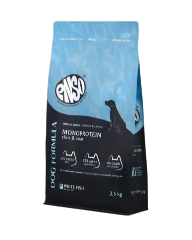 ENSO DF Monoprotein сухой корм для взрослых сред/круп собак белая рыба/брокколи 2,5 кг