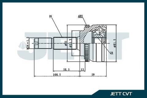 ШРУС внешний JETT V42-1033 ABS (23 шлица)
