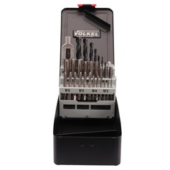 Набор метчиков комплектных M3 -M12 HSS-G DIN352 (+ вороток, сверла) 29пр Volkel 49510