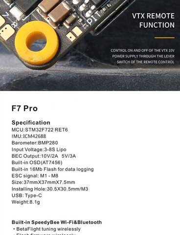 Полётный контроллер T-Motor F7 Pro Full Function 30x30